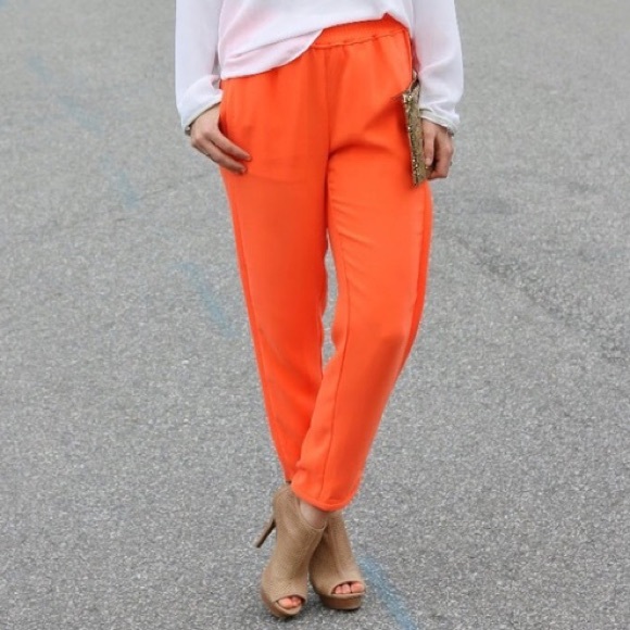 J. Crew Bright Orange Reese Pants NWT - Picture 2 of 8